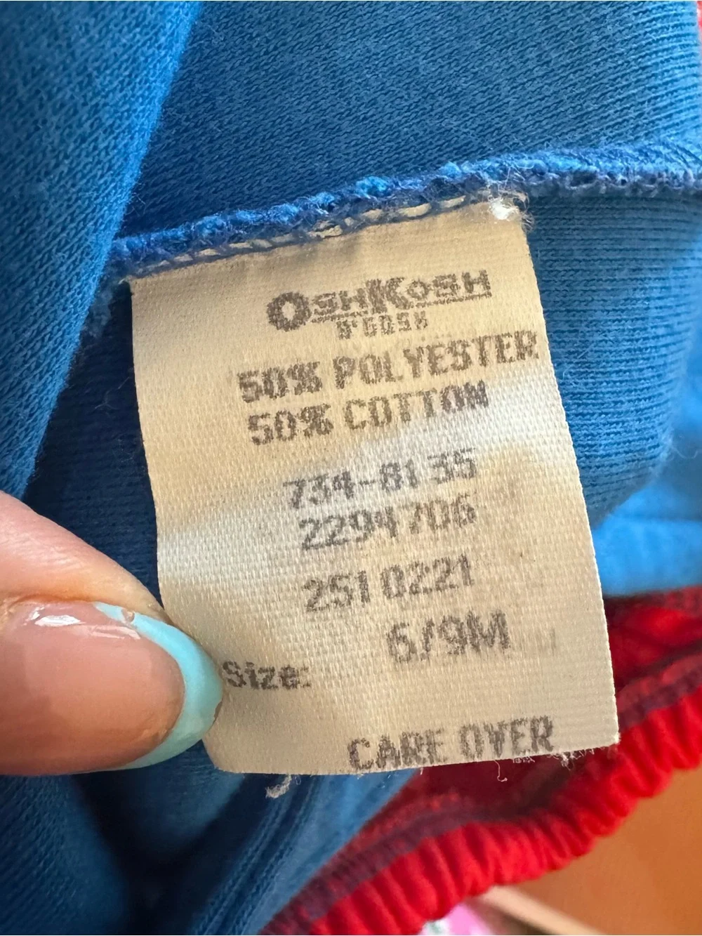 Vtg 90s Oshkosh Colorblock‎ Shortall w Bear Hippo Graphic 6-9M